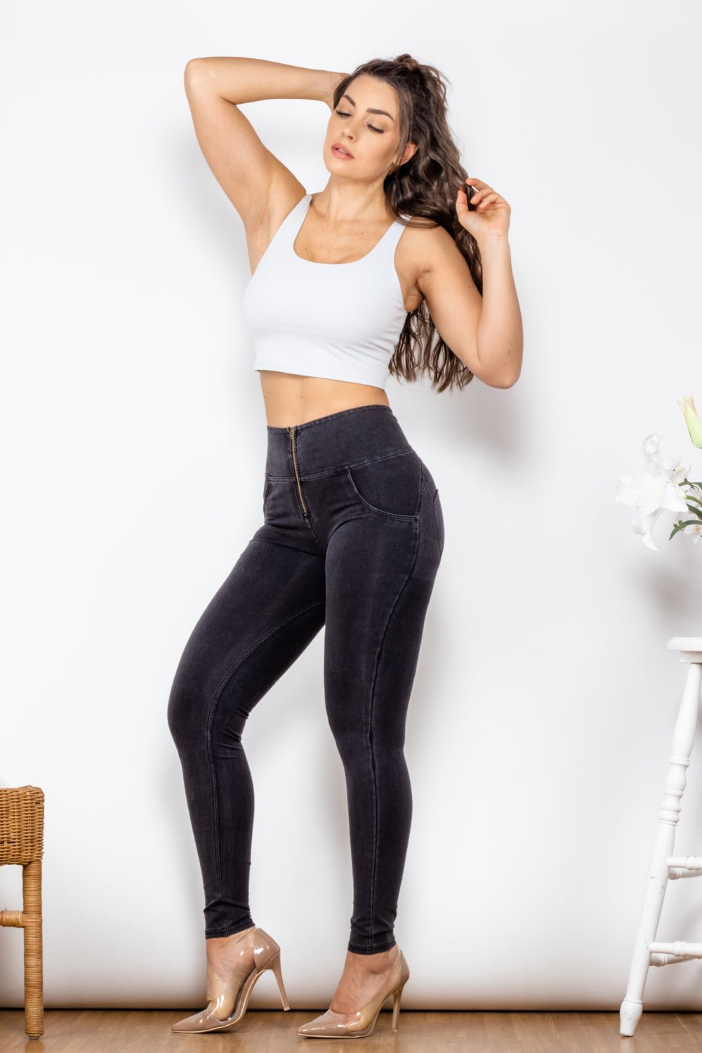 Zip Closure Skinny Jeans - NUTRAL ATTIRE